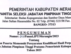 Pansel JPT Pratama Pemkab Merangin Kembali Umumkan Peserta yang Memenuhi Persyaratan Kualifikasi