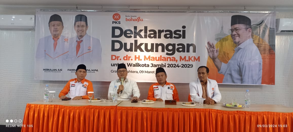 Dr.dr.H.Maulana, MKM, resmi mendapatkan rekomendasi dukungan Partai Keadilan Sejahtera (PKS) sebagai Calon Walikota (Cawako) Jambi pada Pilwako, November mendatang. 