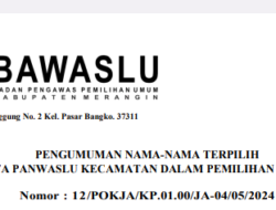 Pengumuman: Nama-nama Anggota Panwaslu 24 Kecamatan Terpilih untuk Pilkada 2024