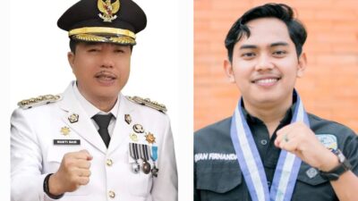 Pj Bupati Merangin H Mukti (kiri) dan Ketua HMPM Irfan Firnanda (kanan). Doc: ist