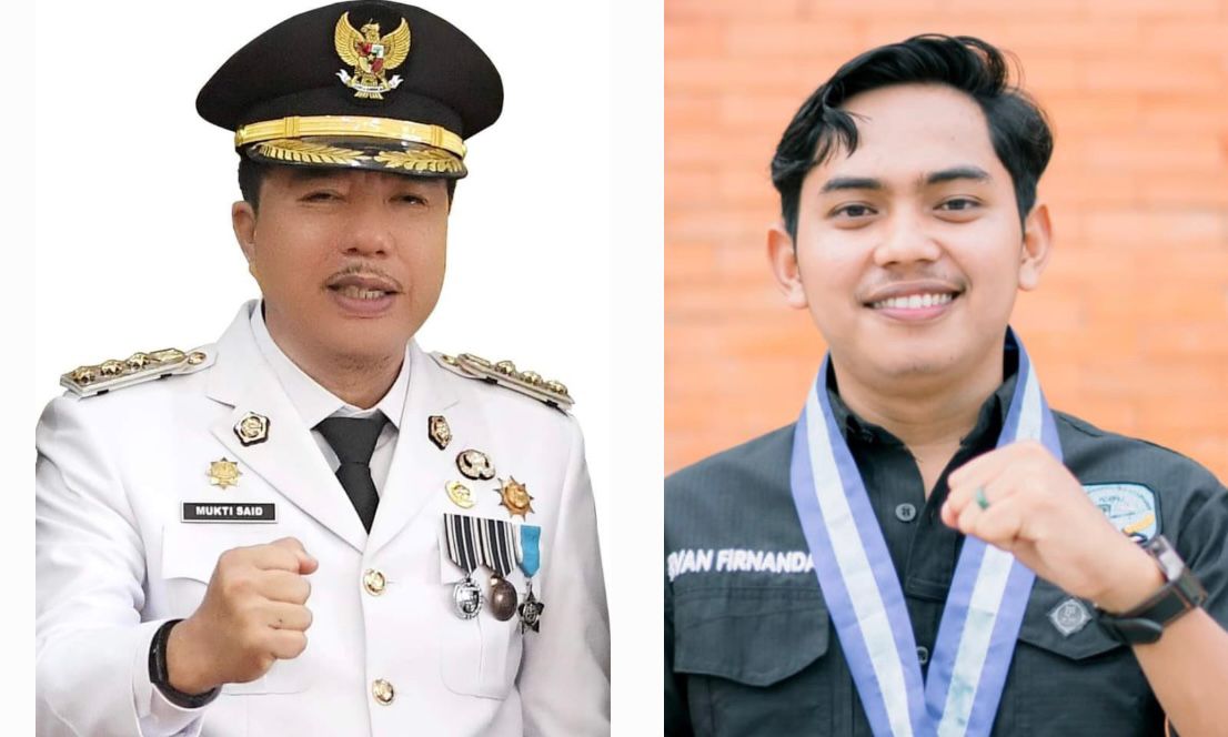 Pj Bupati Merangin H Mukti (kiri) dan Ketua HMPM Irfan Firnanda (kanan). Doc: ist