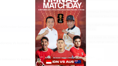 Nobar Bersama Haris-Sani Laga Indonesia Vs Australia Kualifikasi Piala Dunia di Posko Pemenangan Rumah Besamo