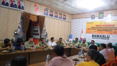 Sentra Penegakan Hukum Terpadu (GAKKUMDU) Provinsi Jambi melaksanakan monitoring dan evaluasi (Monev) ke Sentra Penegakan hukum terpadu (Gakkumdu) Kabupaten Merangin, kegiatan ini berlangsung Rabu (16/10/2024).