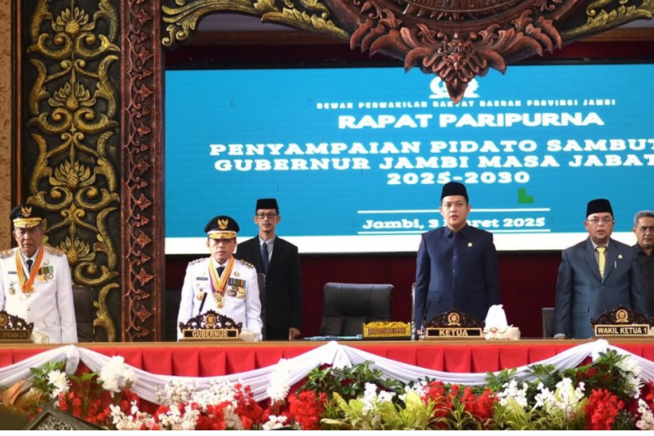 DPRD Provinsi Jambi menggelar sidang paripurna dengan agenda Penyampaian Pidato Sambutan Gubernur Jambi masa jabatan 2025-2030
